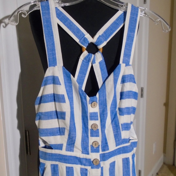 LE LIS NWT Cotton/Linen Striped Jumpsuit S - Picture 6 of 9